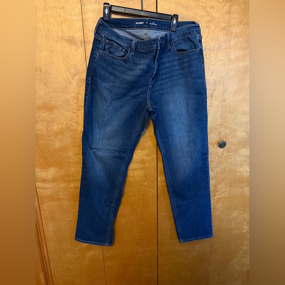 Old Navy Dark Wash Mid-Rise Wow Boyfriend Ankle Jeans iWomen Size 14